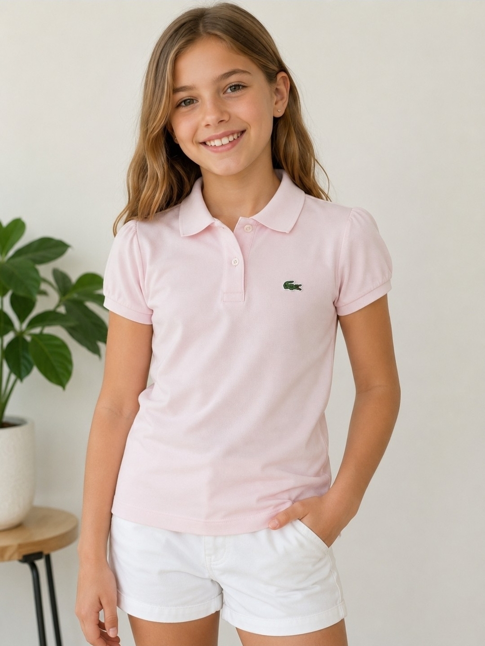 Lacoste Girls' Pink Polo Shirt